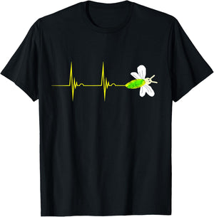 Firefly Heartbeat EKG Pulseline Insect Bug Lightning T-Shirt - T-Shirt | Black