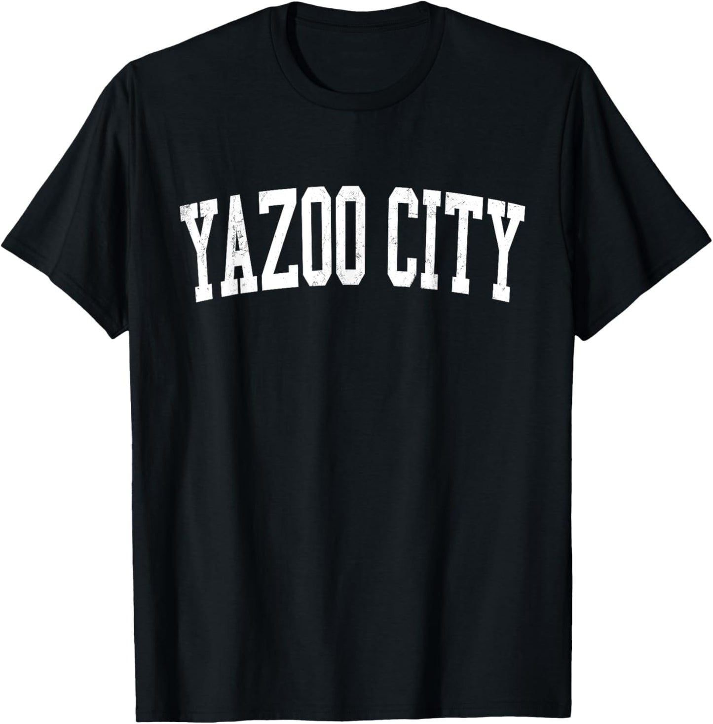 Vintage Yazoo City MS Distressed White Varsity Style T-Shirt - T-Shirt | Black