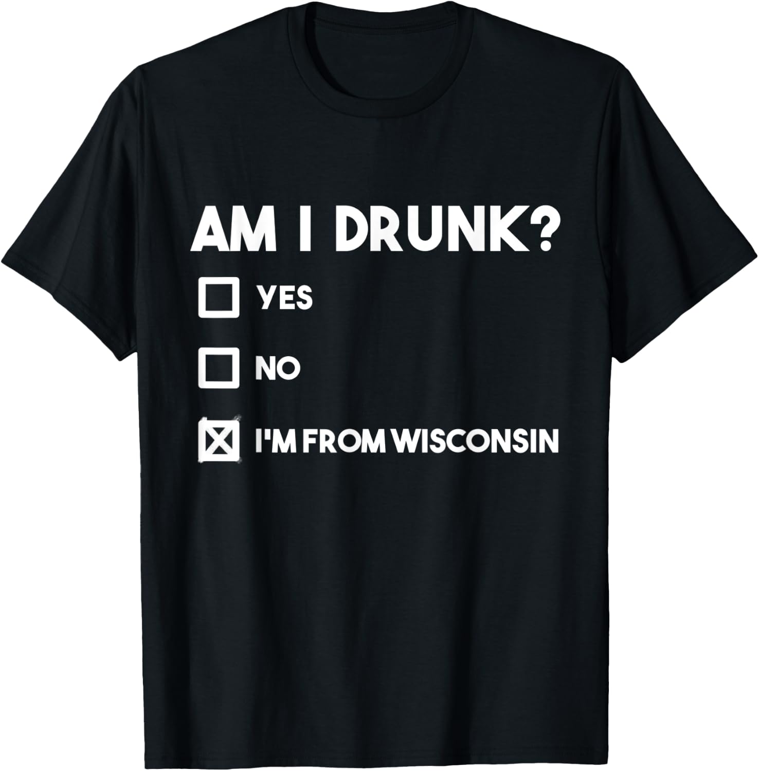 Wisconsin Drinking Beer Lover Am I Drunk I'm from Wisconsin T-Shirt - T-Shirt | Black