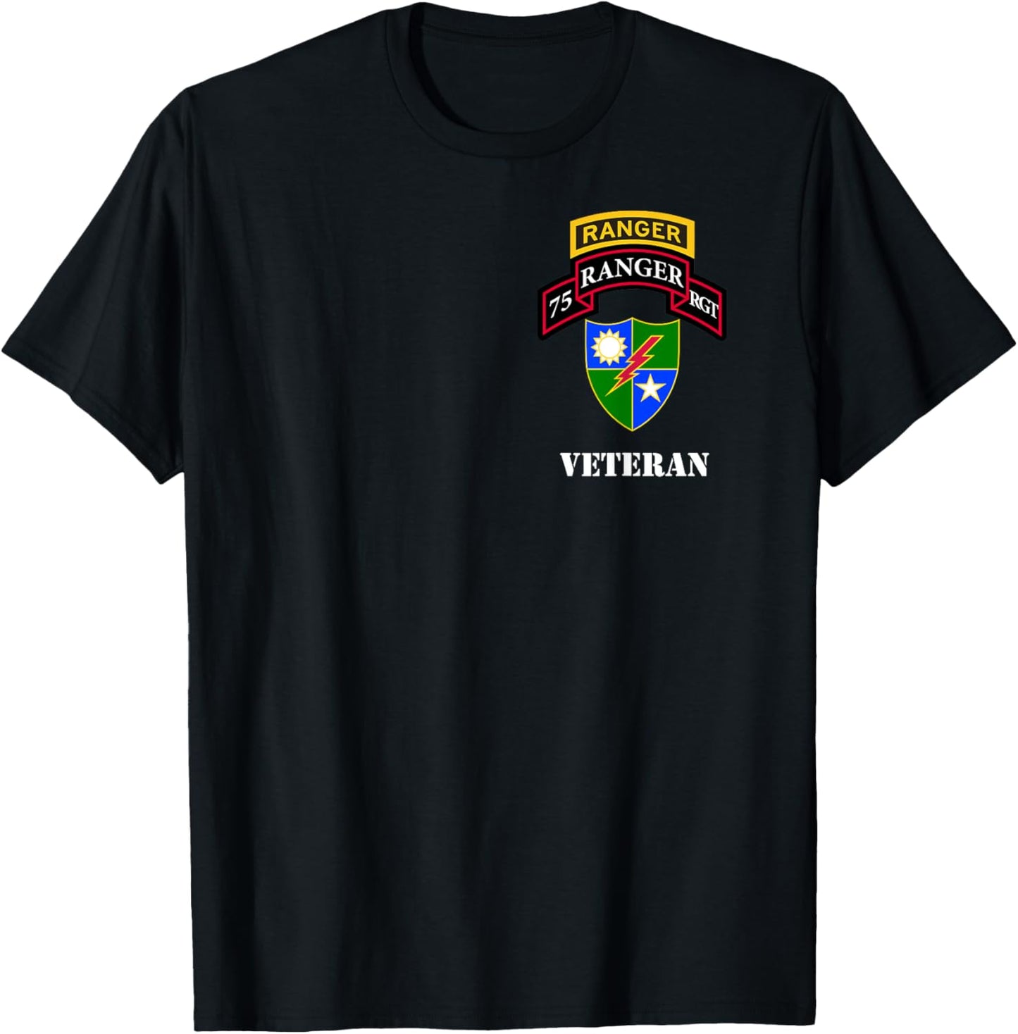 US Army Ranger - 75th Regiment with Tab - Veteran Black T-Shirt - T-Shirt | Black