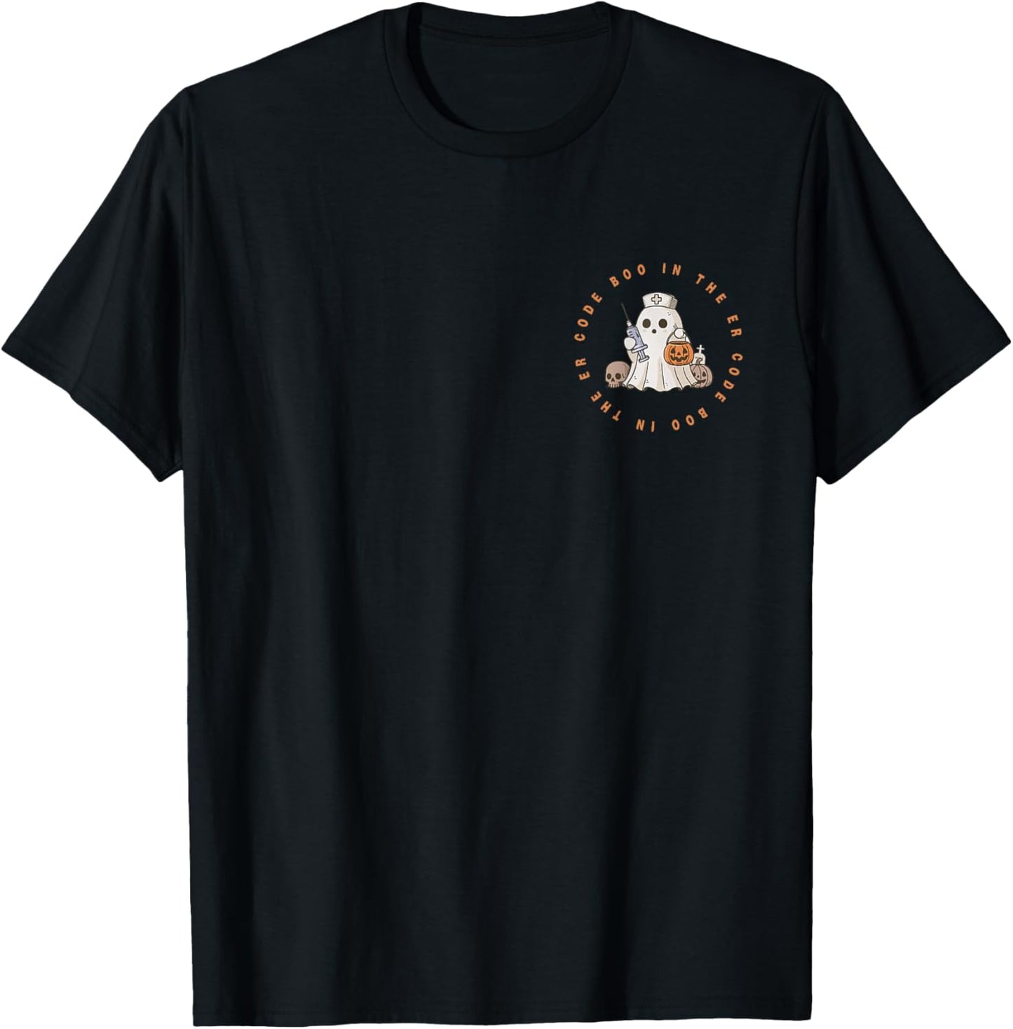 Funny Code Boo In The ER Nurse Halloween Cute Little Ghost T-Shirt - T-Shirt | Black