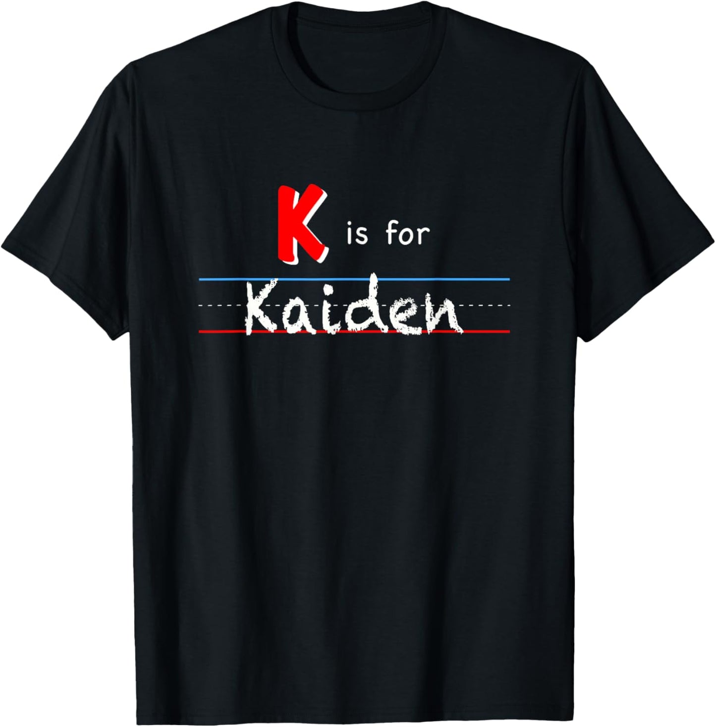K Is For Kaiden, boys custom personalized name kids school T-Shirt - T-Shirt | Black