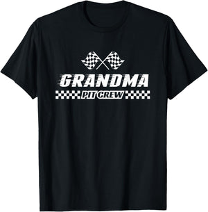 Pit Crew Grandma Birthday Costume For Race Car Parties T-Shirt - T-Shirt | Black