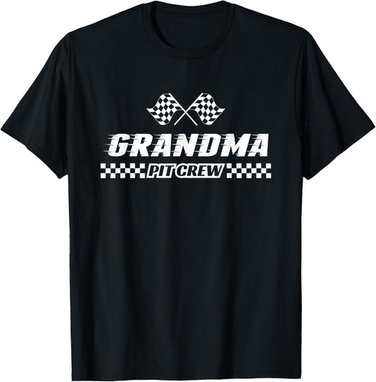 Pit Crew Grandma Birthday Costume For Race Car Parties T-Shirt - T-Shirt | Black