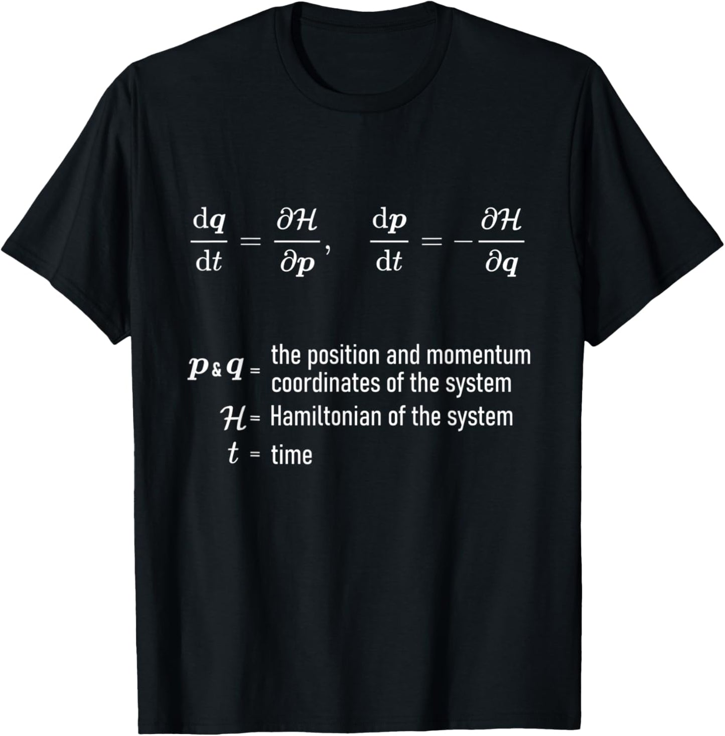 Hamilton Equations of Classical Mechanics Physics T-Shirt - T-Shirt | Black