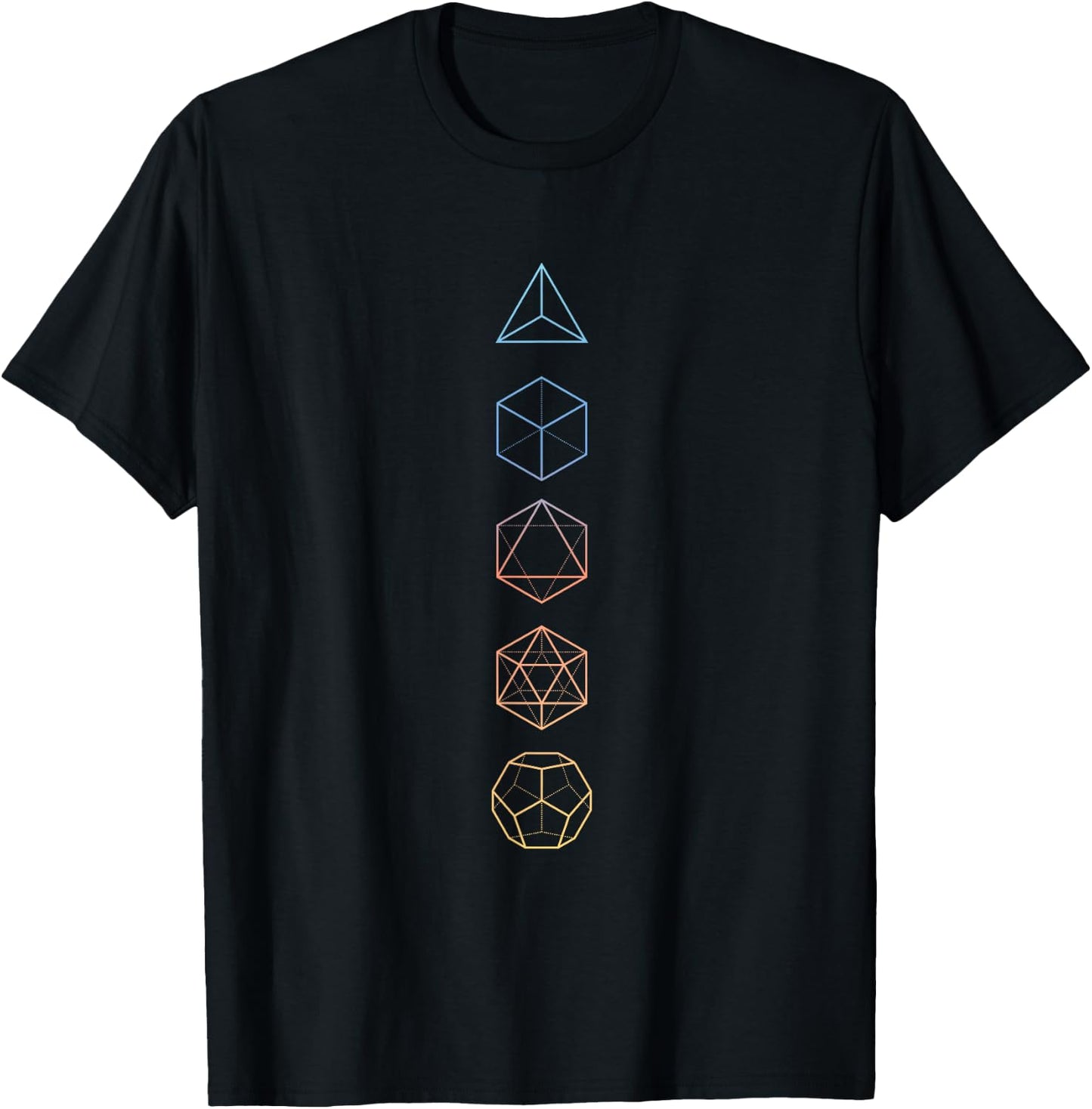 Pastel Hue Platonic Solids - Sacred Geometry T-Shirt - T-Shirt | Black