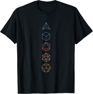 Pastel Hue Platonic Solids - Sacred Geometry T-Shirt - T-Shirt | Black