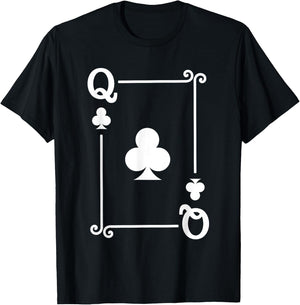 Playing Cards Costume - Queen Clubs Card - Queen Card T-Shirt - T-Shirt | Black