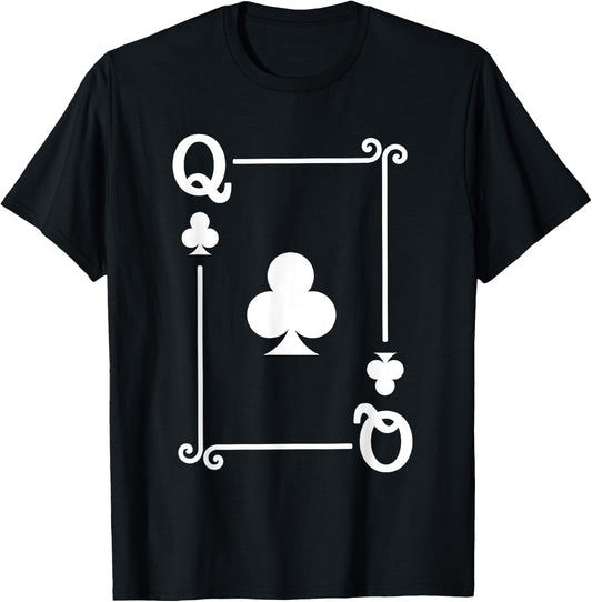 Playing Cards Costume - Queen Clubs Card - Queen Card T-Shirt - T-Shirt | Black