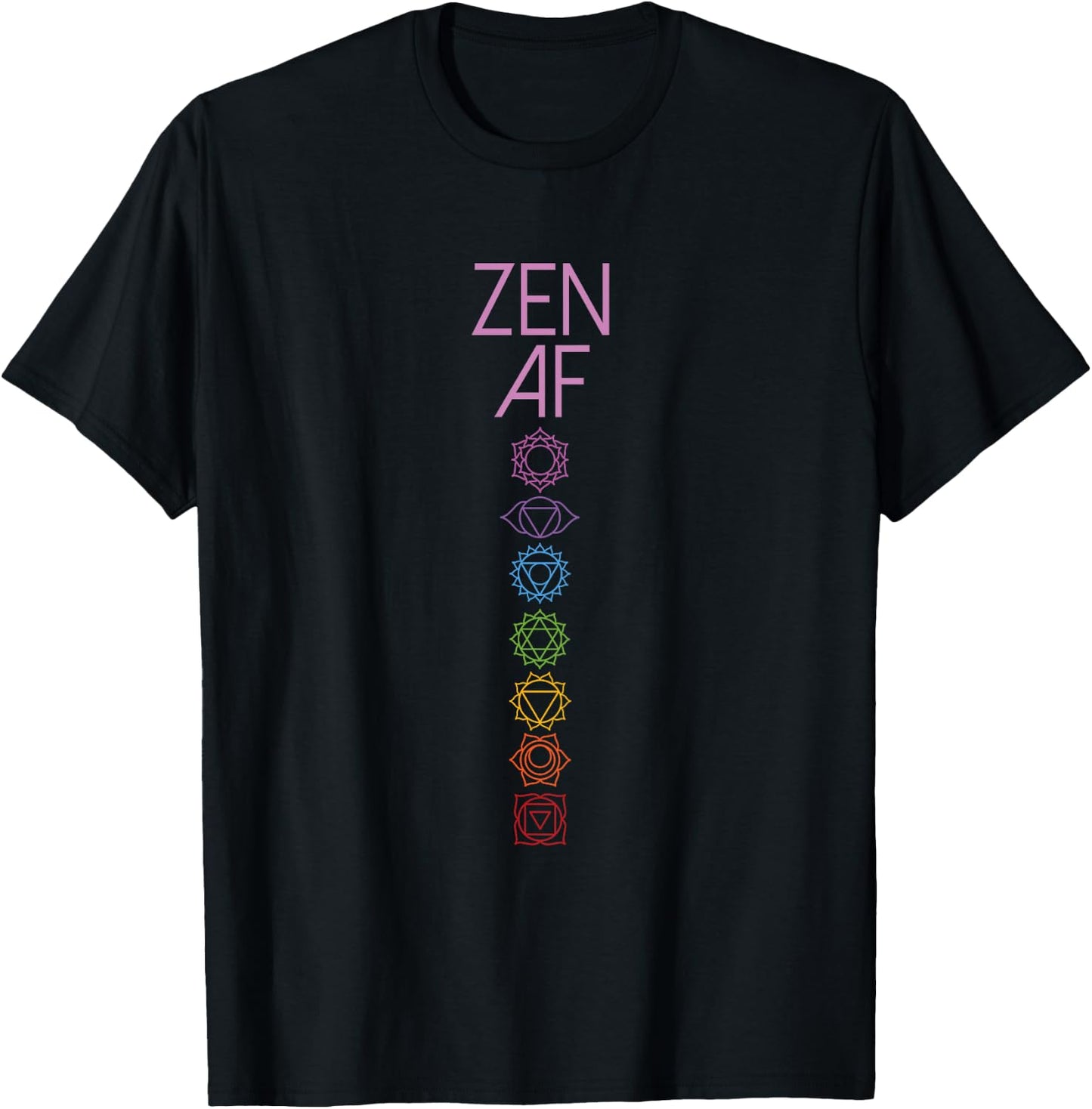 Zen AF Chakra Symbols Back Print Sarcastic Yoga Gift T-Shirt - T-Shirt | Black
