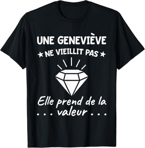 Geneviève Valeur | Anniversaire Humour Maman Mère Prénom T-Shirt - T-Shirt | Black