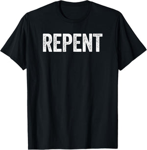 Repent Bold Text Christian T-Shirt - T-Shirt | Black
