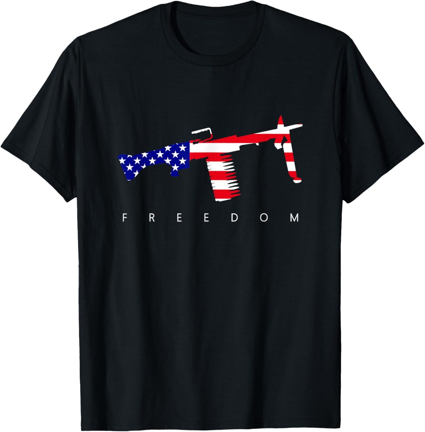 M249 Saw Gunner American Flag gift Responsible Gun Owners T-Shirt - T-Shirt | Black