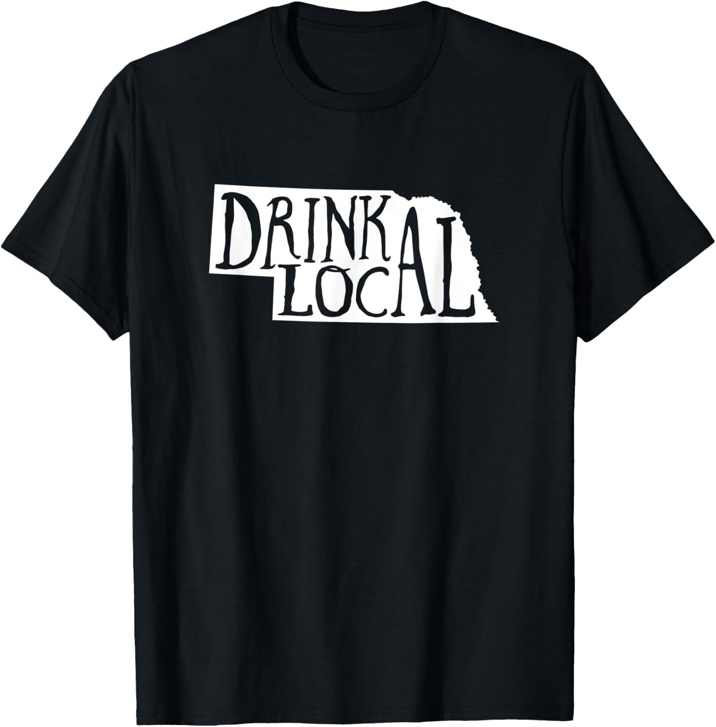 Drink Local Nebraska State Outline Craft Beer T-Shirt - T-Shirt | Black