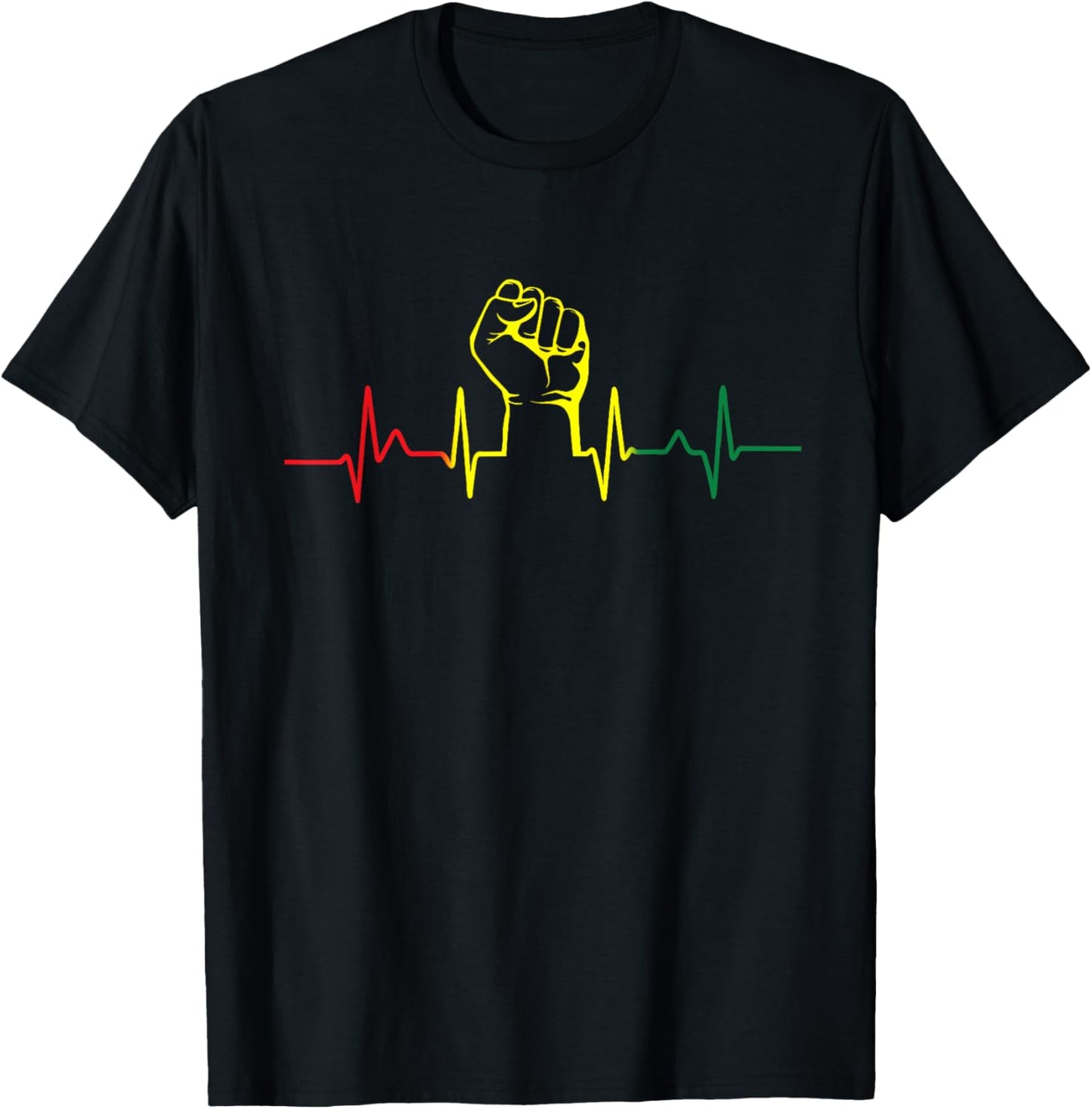 Black Power Fist Heartbeat African American Pride Men Women T-Shirt - T-Shirt | Black