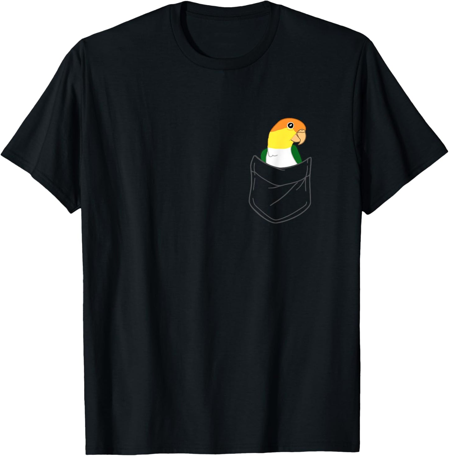 Pocket White Bellied Caique Cute Parrot Birb memes T-Shirt - T-Shirt | Black