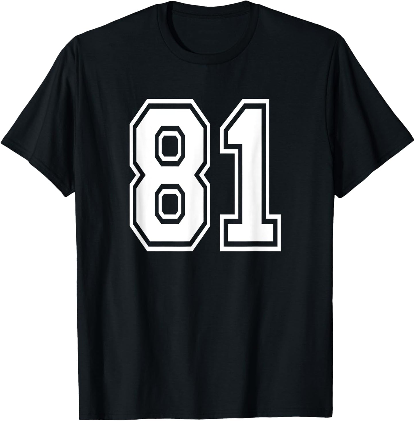 Number 81 81st Birthday Gift Player Team Numbered Jersey T-Shirt - T-Shirt | Black