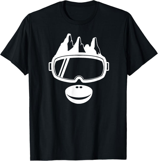 Ski Goggles Mountains Ape Monkey Face - Apres Ski Skier Gift T-Shirt - T-Shirt | Black