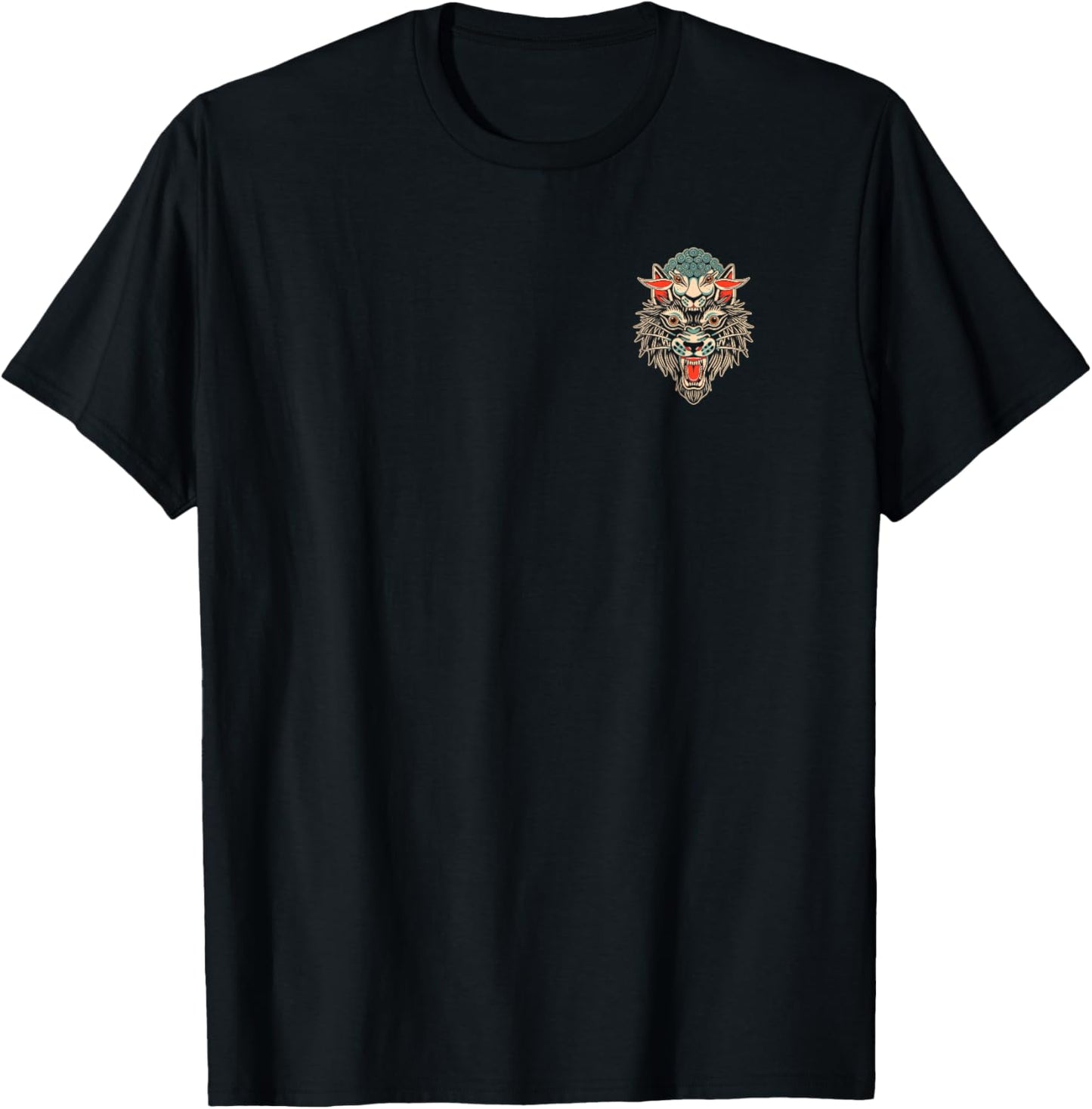 Wolf In Sheep's Clothing Traditional Tattoo Flash Art Edgy T-Shirt - T-Shirt | Black