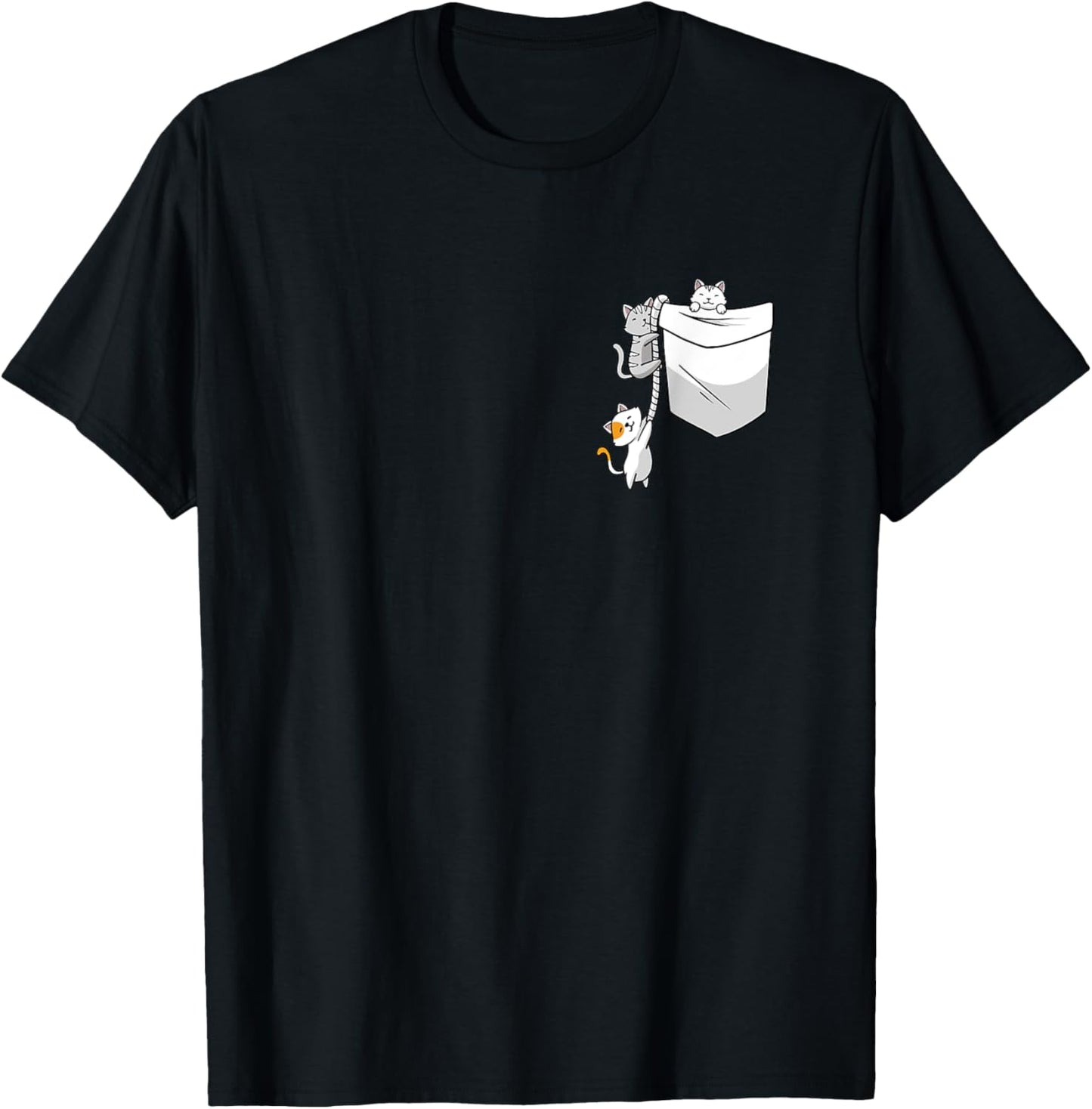 Cat In Pocket Kitten Lover Cute Kitty Feline Pet Owner Women Kids T-Shirt - T-Shirt | Black