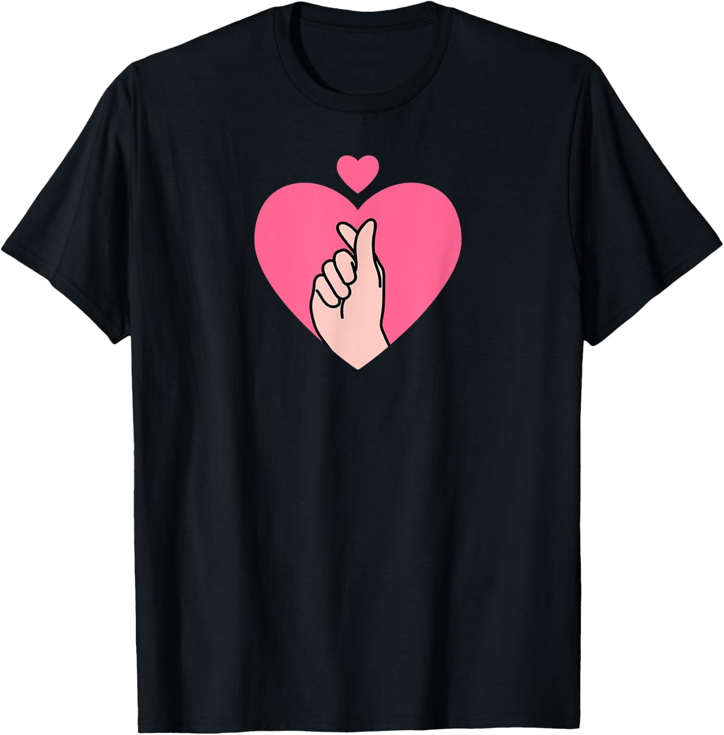 Saranghae Hand Sign in Heart - Kpop Hand, K-Pop, Kpop T-Shirt - T-Shirt | Black