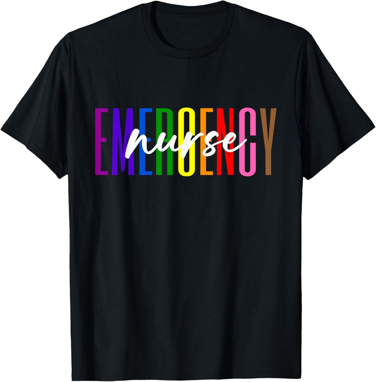 Emergency Nurse ER Nurse Emergency Room Pride Rainbow T-Shirt - T-Shirt | Black