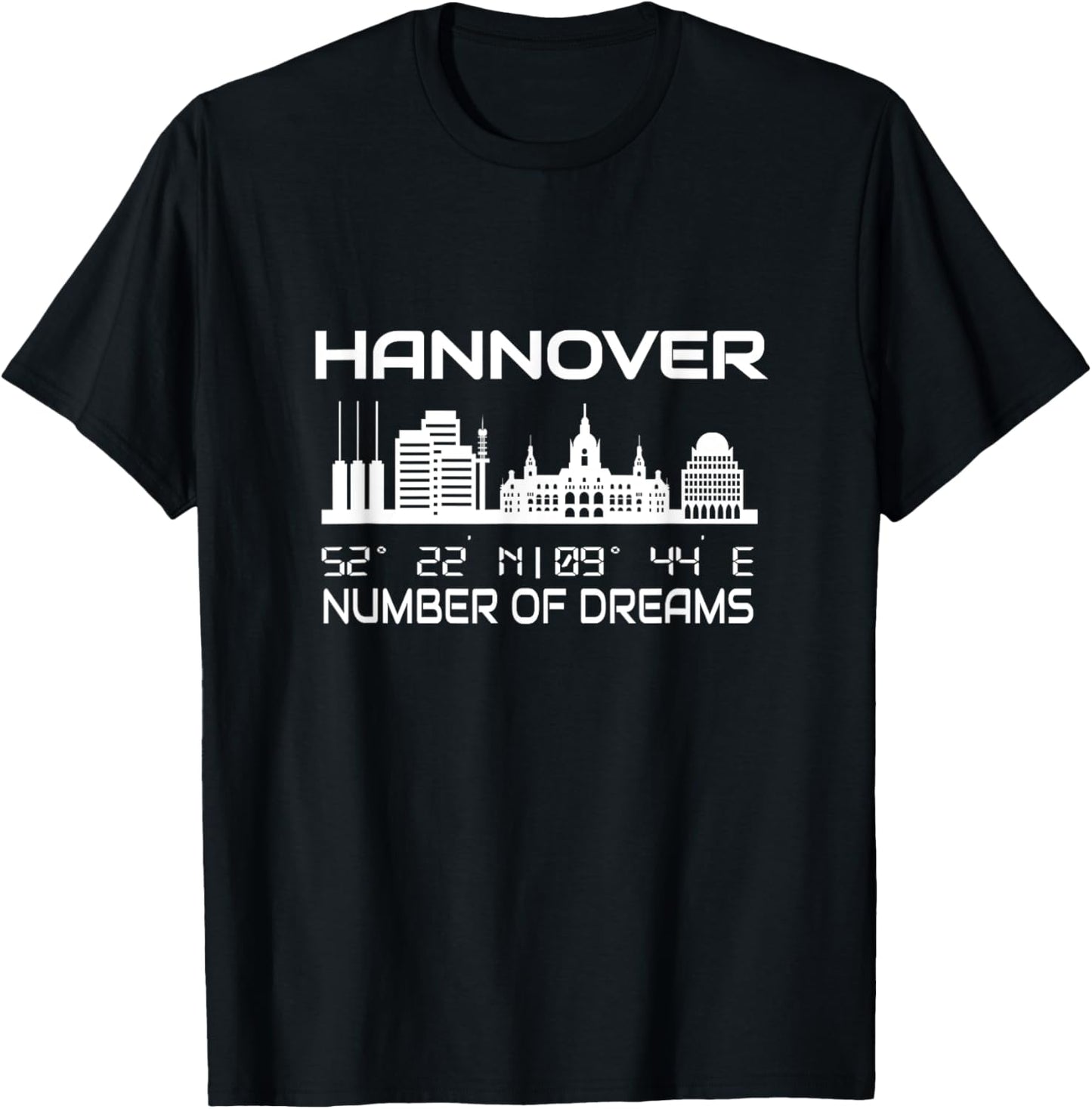 Skyline Hannover Koordinaten GPS Geographie Niedersachsen T-Shirt - T-Shirt | Black