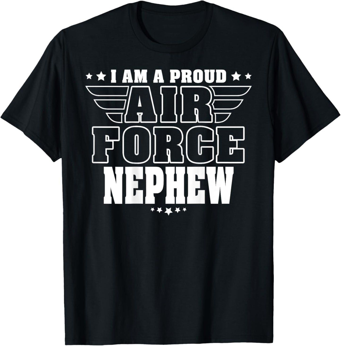 Proud Air Force Nephew Patriotic Pride Military Family Kids Men T-Shirt - T-Shirt | Black
