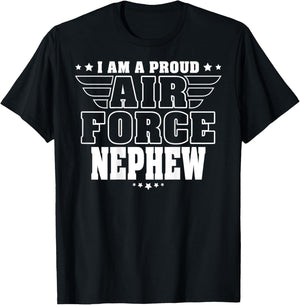 Proud Air Force Nephew Patriotic Pride Military Family Kids Men T-Shirt - T-Shirt | Black