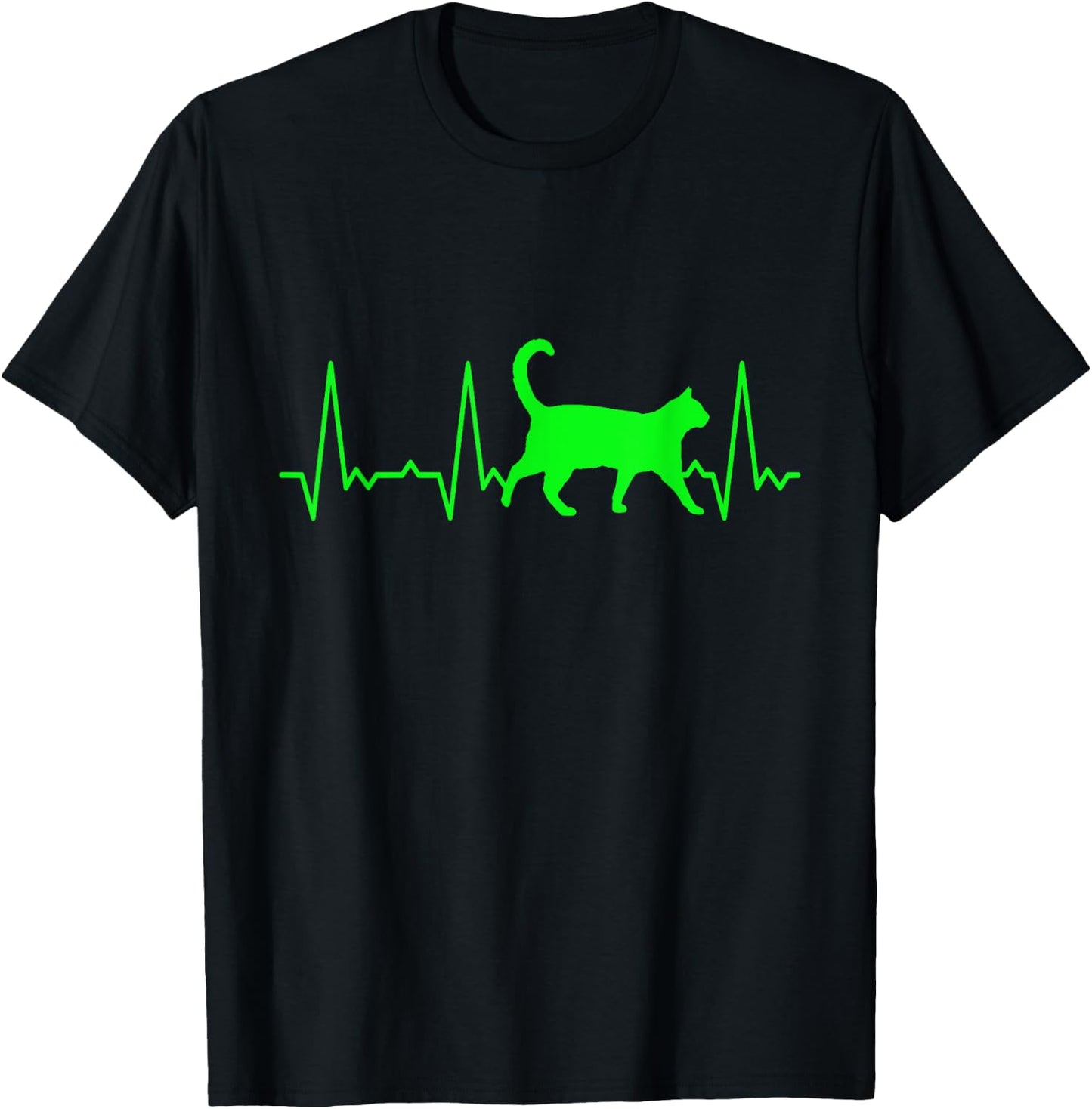 Heartbeat Cat T-Shirt - T-Shirt | Black