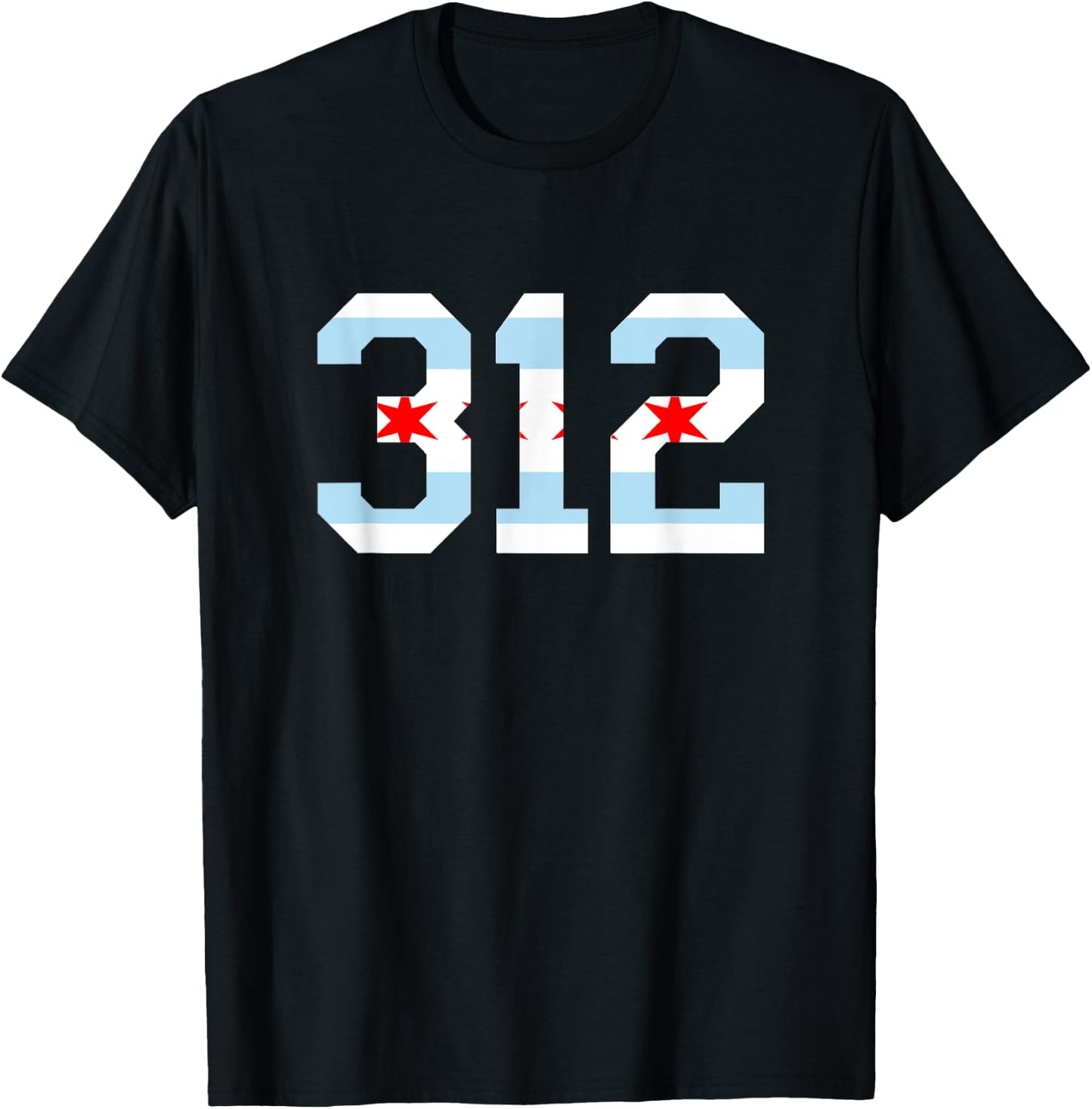 312 Chicago Flag Area Code City Pride T-Shirt - T-Shirt | Black