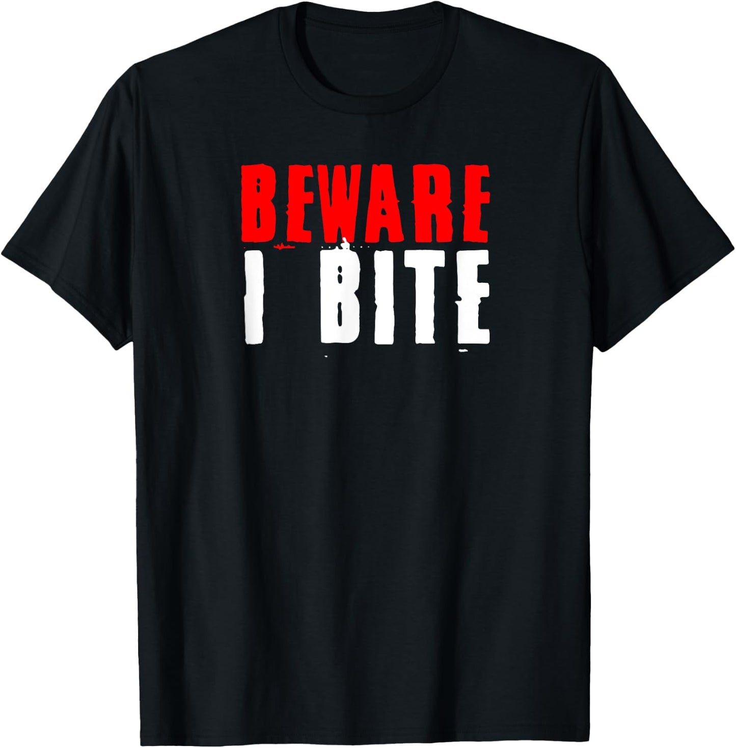 Vampire Warning I Bite Dracula Fan Halloween Costume Party T-Shirt - T-Shirt | Black