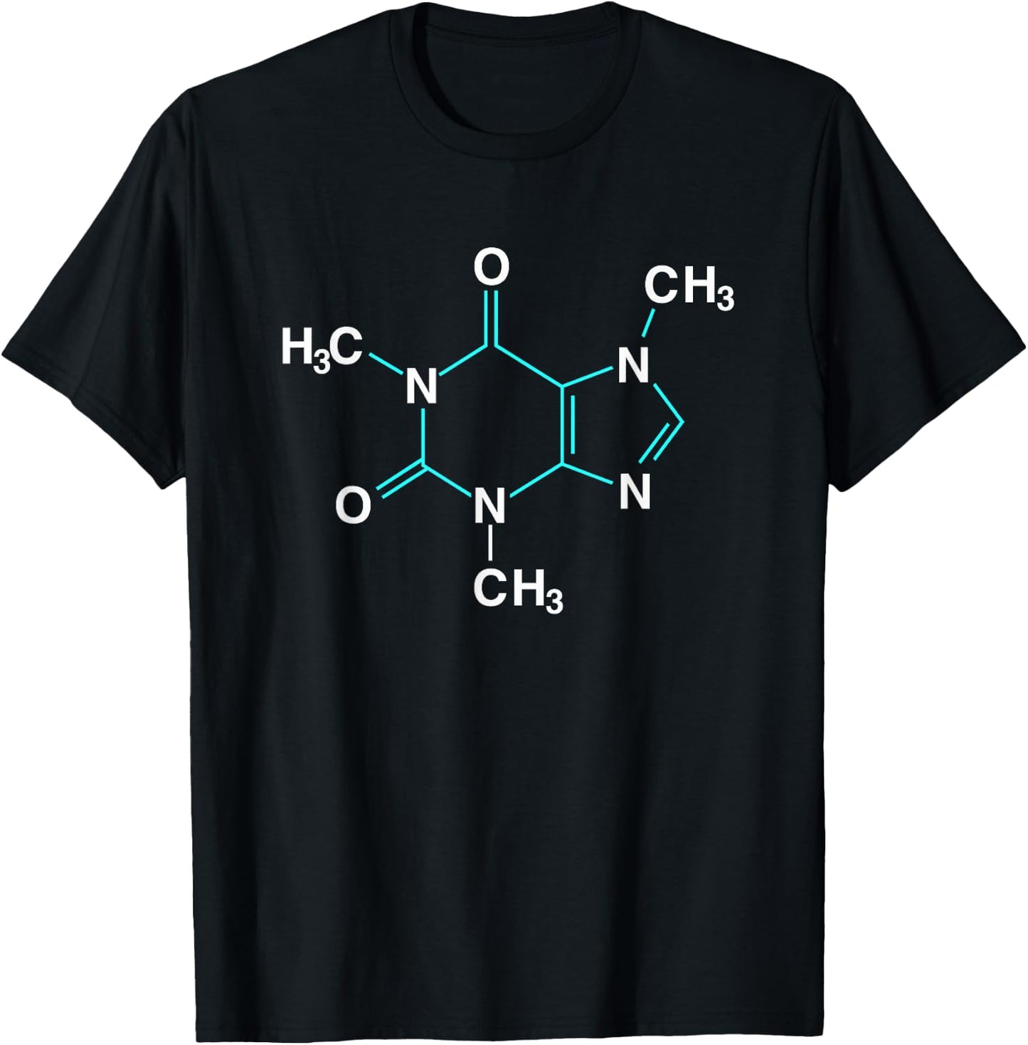 Caffeine Molecule - Funny Coffee Chemistry T-Shirt - T-Shirt | Black