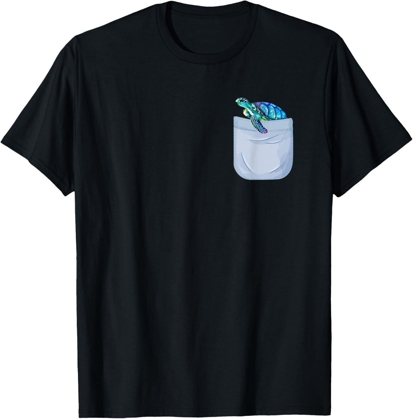 Turtles in pocket Gift Watercolor Sea Ocean Pet Turtles T-Shirt - T-Shirt | Black