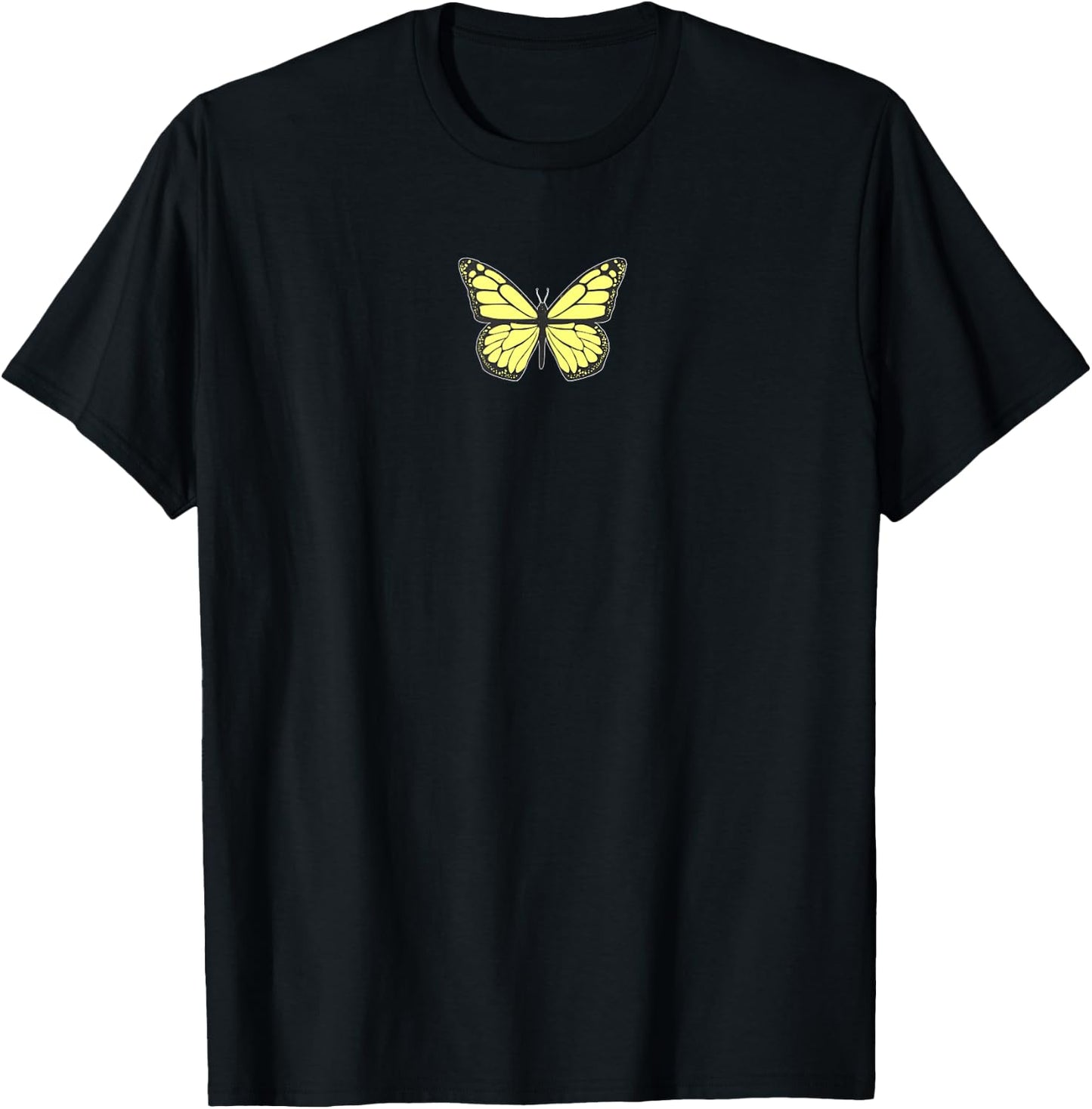 Yellow Butterfly Aesthetic Clothing Soft Grunge Girls Women T-Shirt - T-Shirt | Black