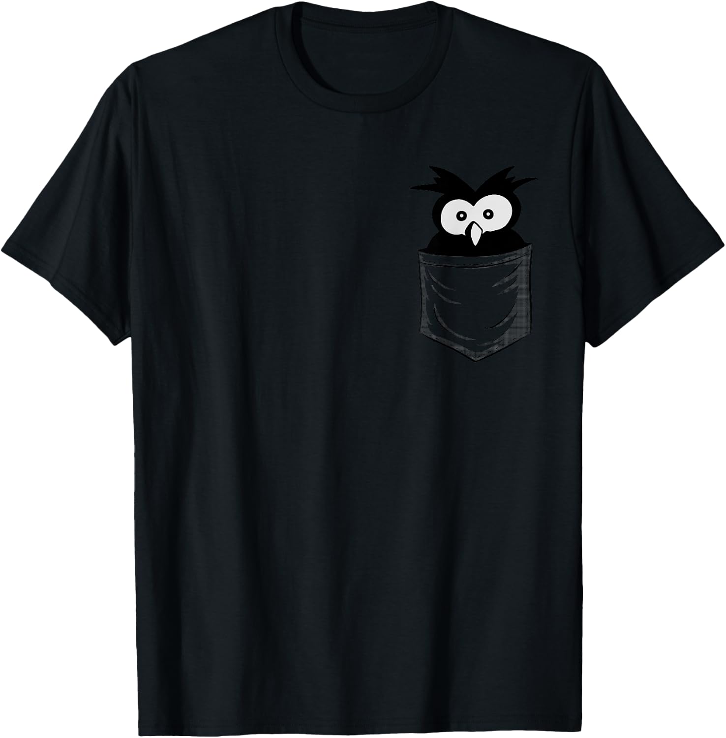 Cute Staring Big Eyes Owl in Your Pocket Owl-Lovers T-Shirt - T-Shirt | Black