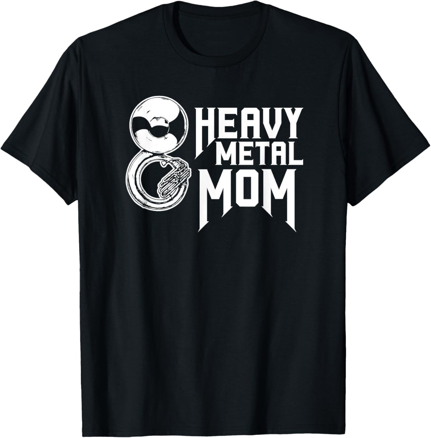 Vintage Heavy Metal Mom Tuba Sousaphone Marching Band Mom T-Shirt - T-Shirt | Black