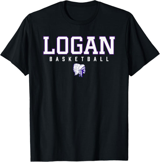 Logan Chieftains Logo Basketball HS T-Shirt - T-Shirt | Black