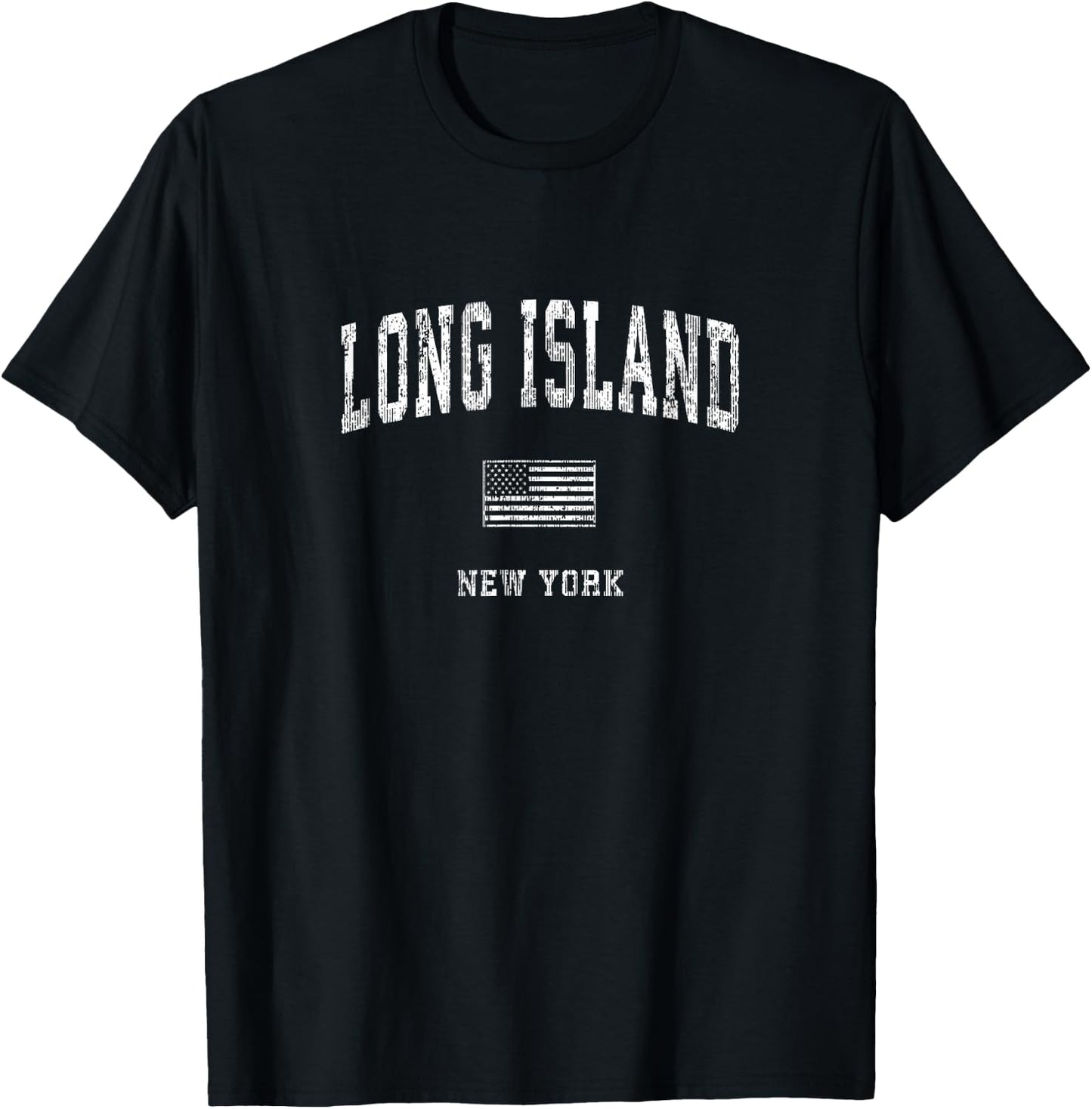 Long Island New York NY Vintage American Flag Kids Men T-Shirt - T-Shirt | Black