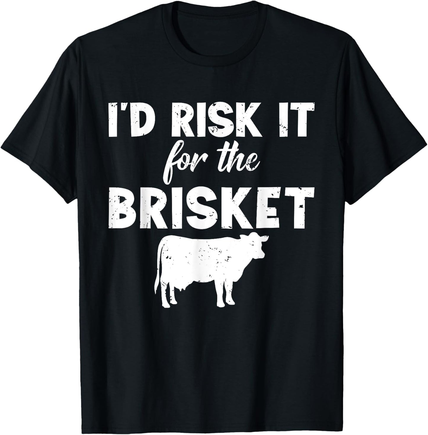 Funny Vintage Smoke Brisket Id Risk it For the Brisket T-Shirt - T-Shirt | Black