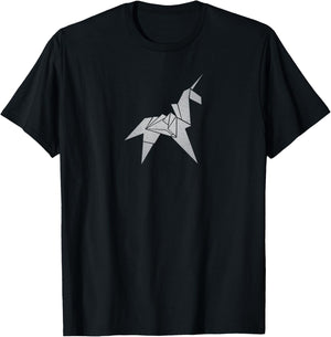 Unrealindeed -Adults Origami Unicorn Sci-Fi Nostalgia , Black, Small, Short Sleeve T-Shirt - T-Shirt | Black
