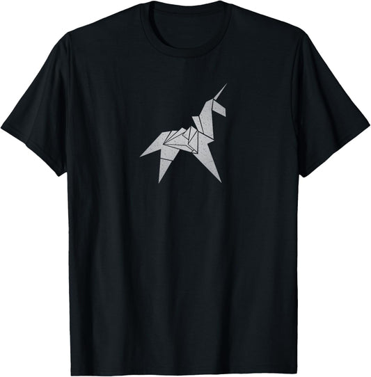 Unrealindeed -Adults Origami Unicorn Sci-Fi Nostalgia , Black, Small, Short Sleeve T-Shirt - T-Shirt | Black