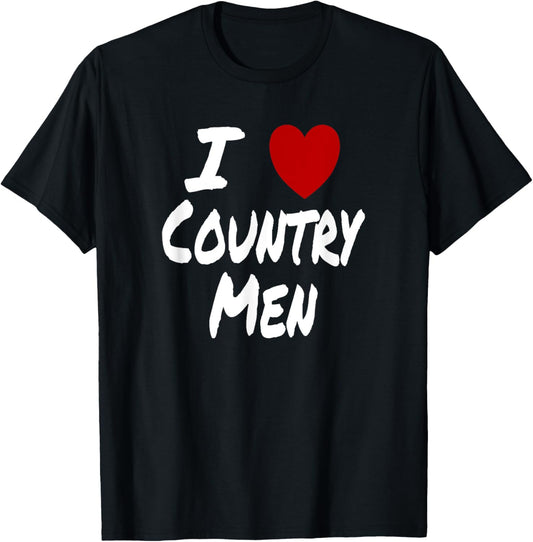 I Heart (Love) Country Men Southern Attraction Preference T-Shirt - T-Shirt | Black