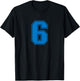 Number #6 Blue Sports Jersey Lucky Number T-Shirt - T-Shirt | Black
