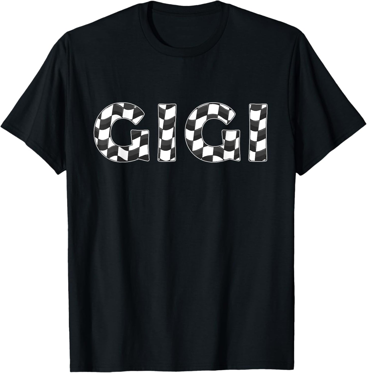 Checkered race car Gigi White Black Checkerboard Women Flag T-Shirt - T-Shirt | Black