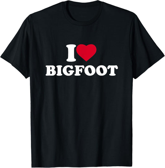 I Love Bigfoot I Heart Bigfoot Lover T-Shirt - T-Shirt | Black