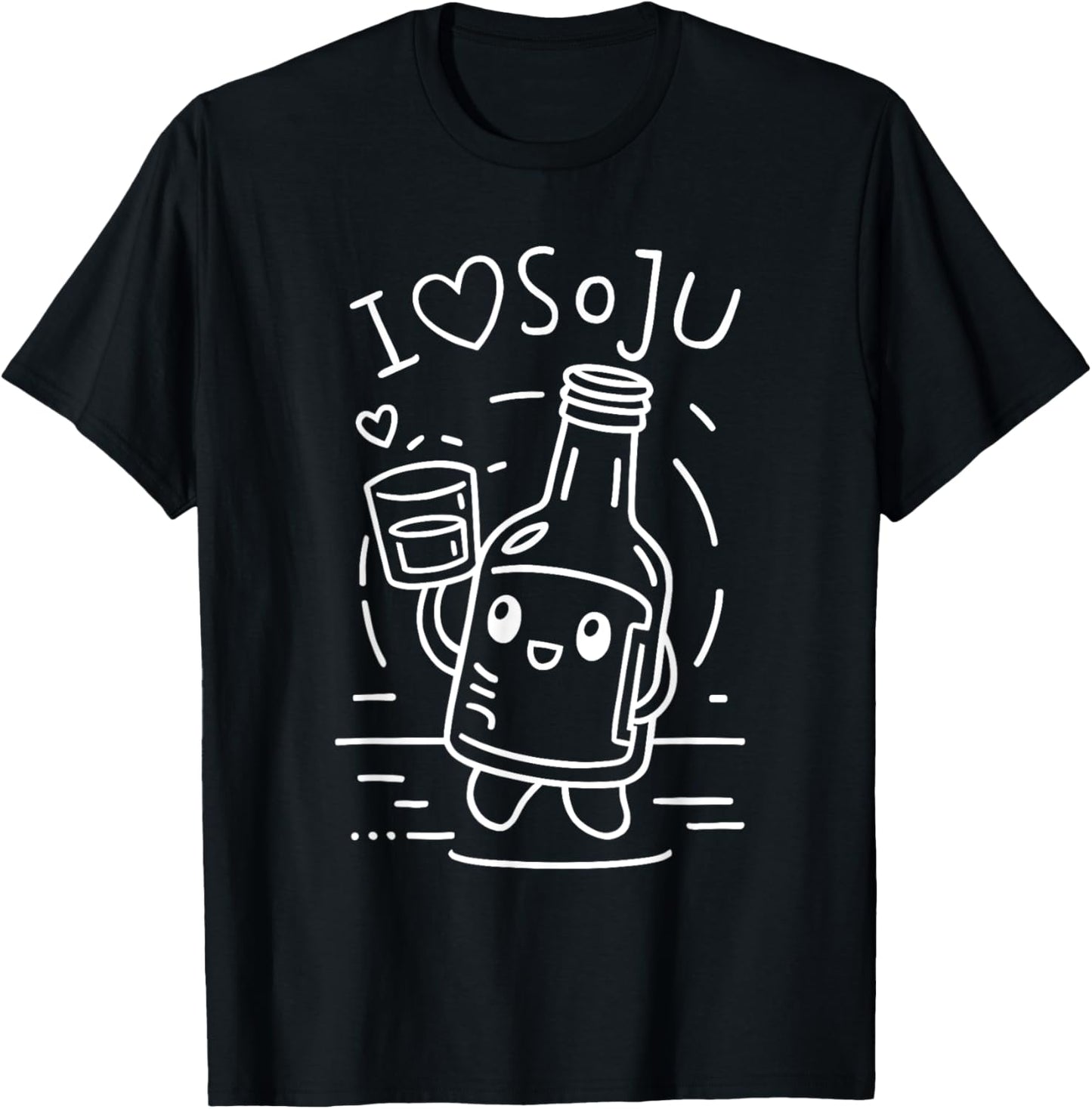 I Love Soju Korean Food Adorable Drink T-Shirt - T-Shirt | Black