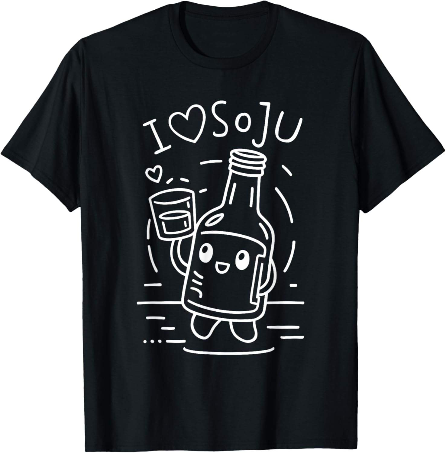 I Love Soju Korean Food Adorable Drink T-Shirt - T-Shirt | Black
