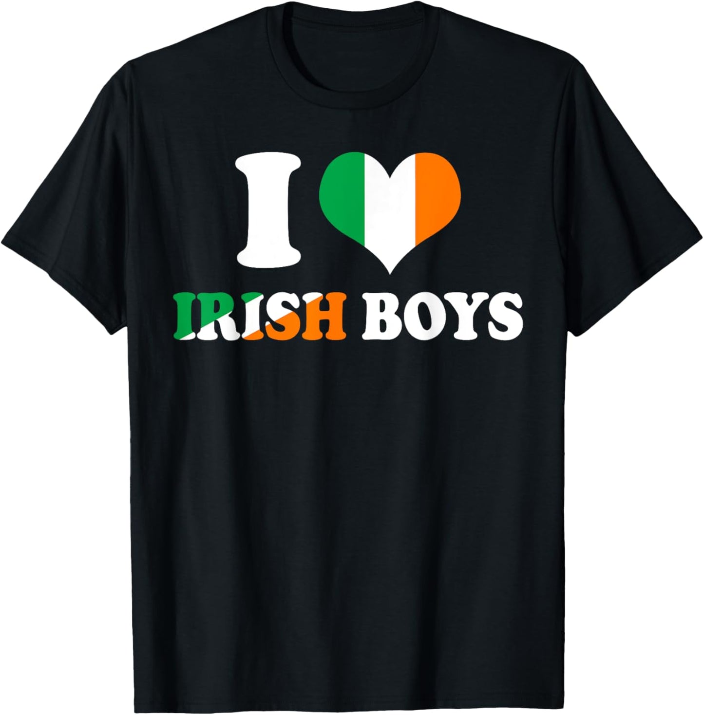 I Love Irish Boys Ireland Flag Heart St Patrick's Day T-Shirt - T-Shirt | Black