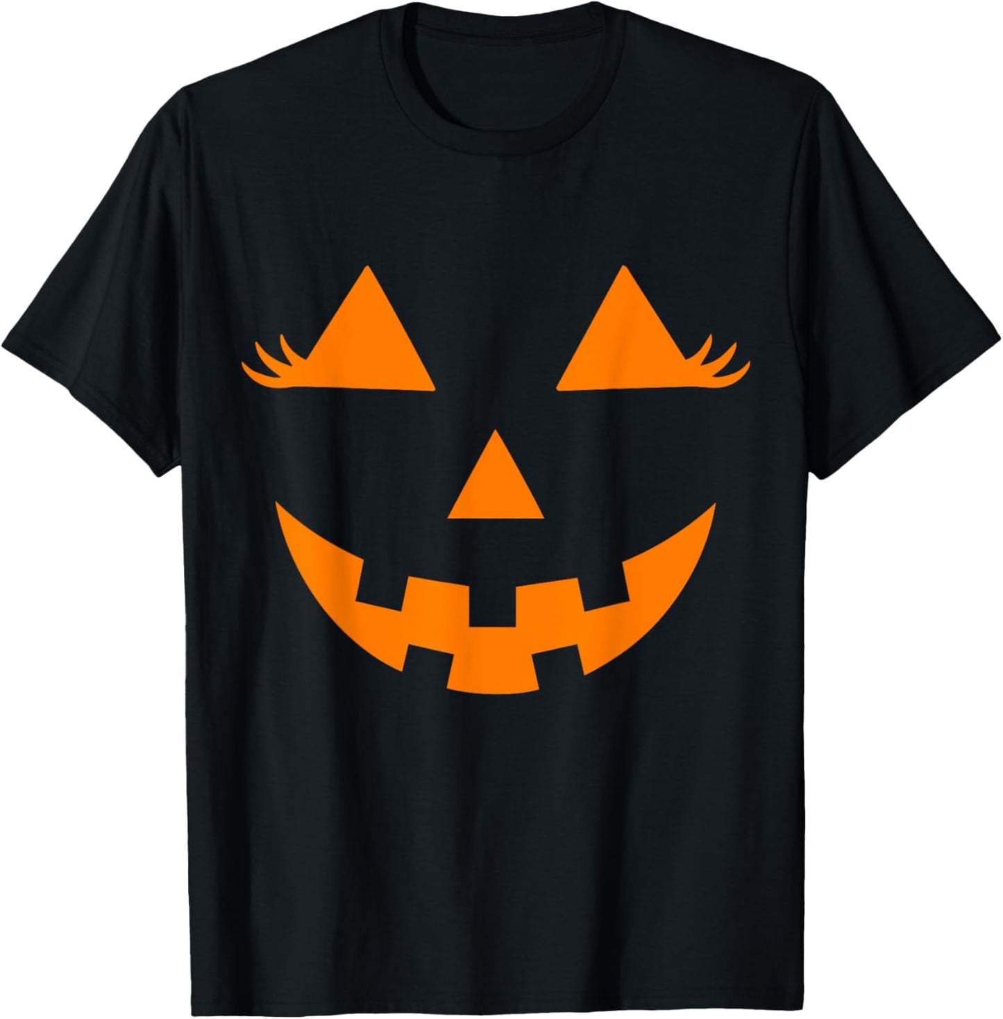Jack O Lantern Face Pumpkin Eyelashes Hallowen Costume Funny T-Shirt - T-Shirt | Black